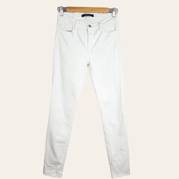 𝅺J Brand Womens Skinny Leg Jean Blanc White Size 27 Midrise Stretch Coastal - Picture 1 of 9